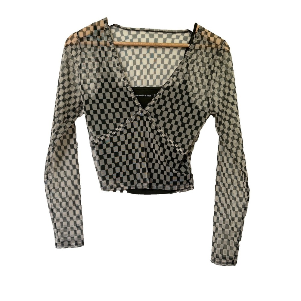 Abercrombie & Fitch Mesh Long Sleeved Crop Top W/Tank Top Green Women's Size MED